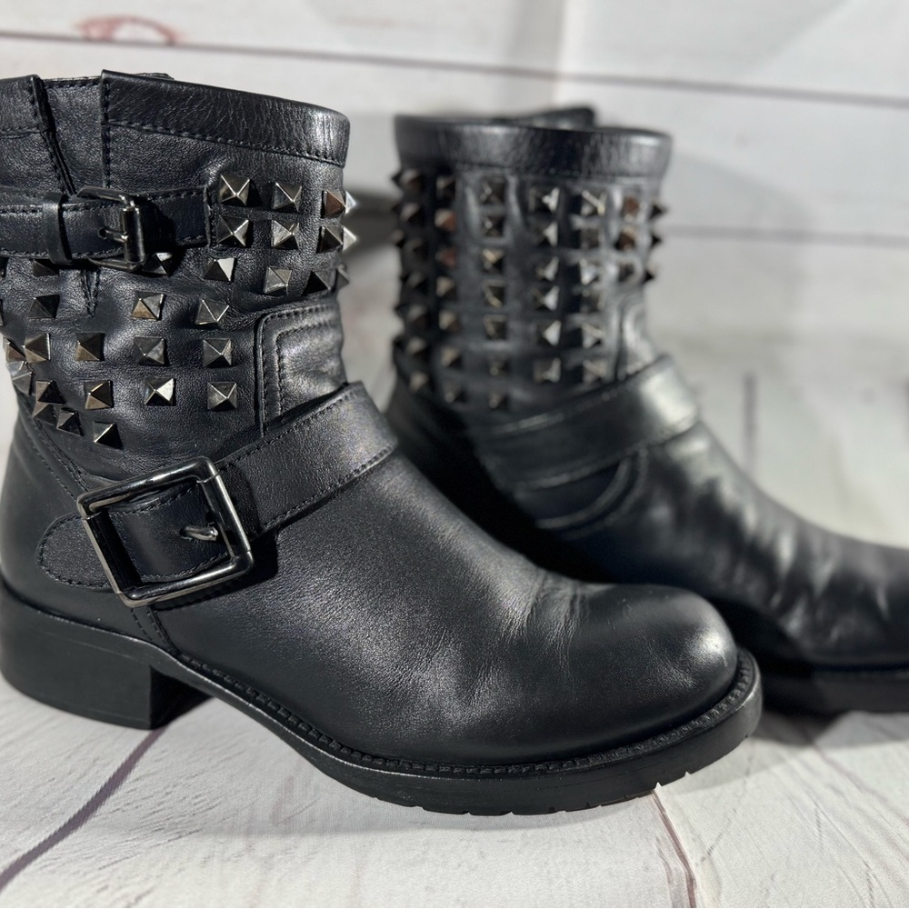 Valentino Noir rockstud moto boot